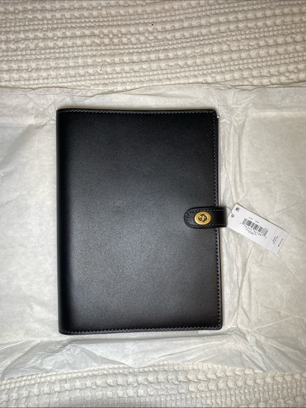 NWT Coach Black Glove Tanned Leather Notebook with Brass Turnlock🖤✨